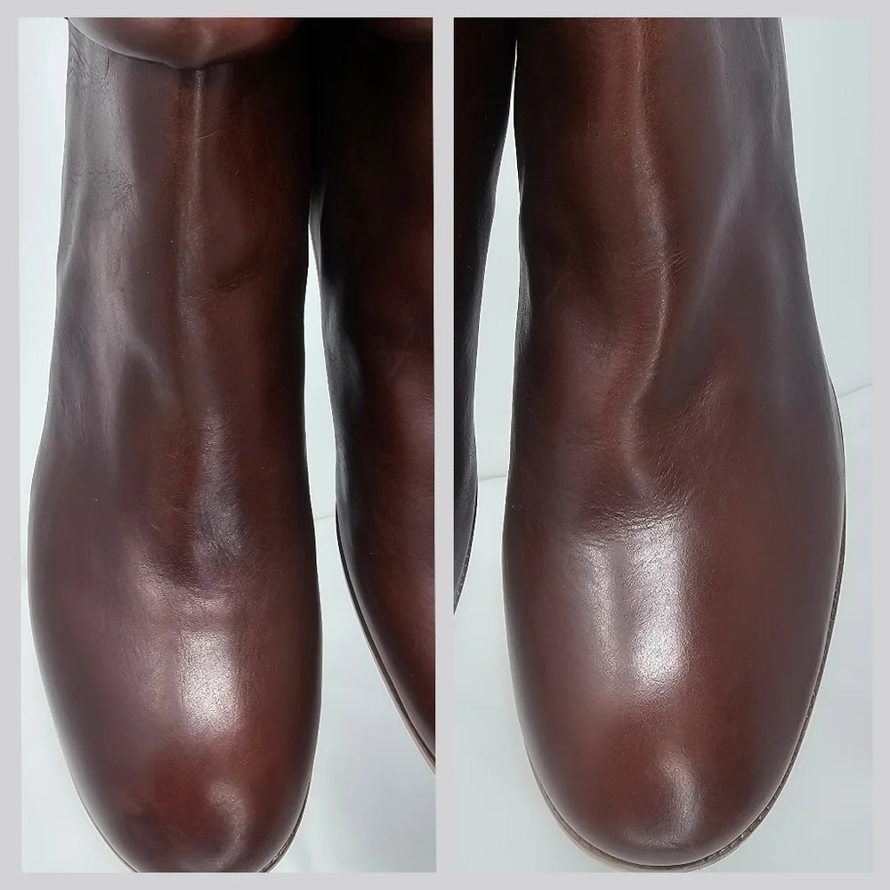 Aerin Women's Fuller Brown Leather Zip Up Ultra High Heel Ankle Boots Size 10M
